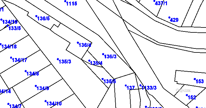 Parcela st. 136/3 v KÚ Slavonín, Katastrální mapa
