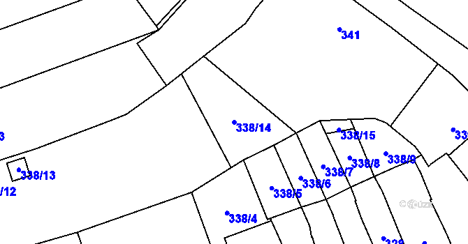 Parcela st. 338/14 v KÚ Slavonín, Katastrální mapa