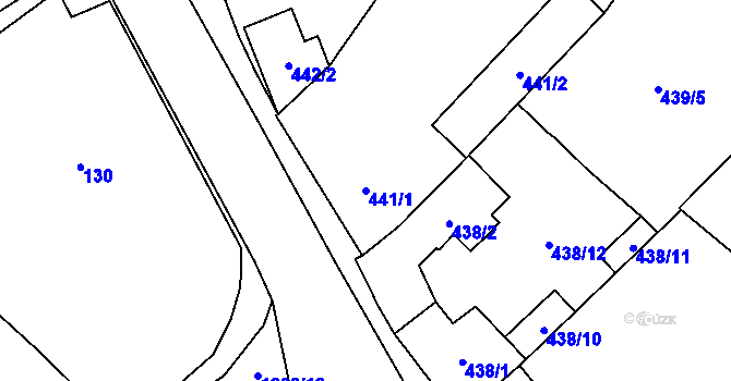Parcela st. 441/1 v KÚ Slavonín, Katastrální mapa