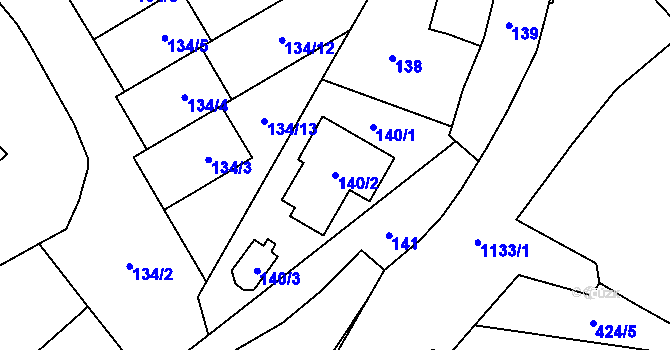 Parcela st. 140/2 v KÚ Slavonín, Katastrální mapa