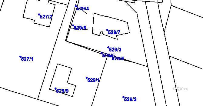 Parcela st. 529/5 v KÚ Slavonín, Katastrální mapa