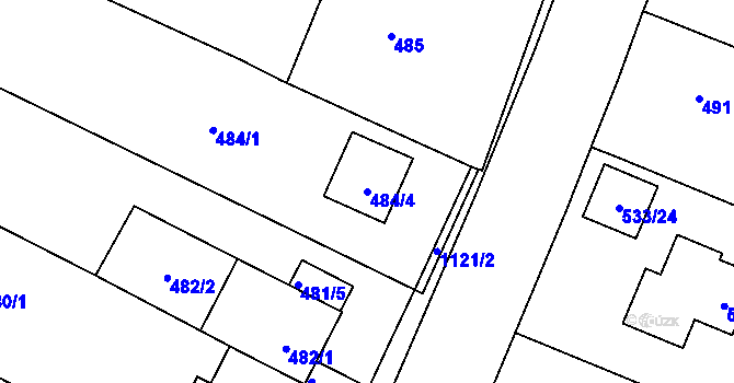 Parcela st. 484/4 v KÚ Slavonín, Katastrální mapa