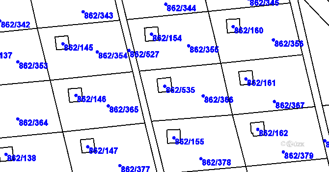 Parcela st. 862/535 v KÚ Slavonín, Katastrální mapa