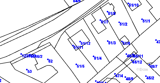 Parcela st. 51/12 v KÚ Slavonín, Katastrální mapa