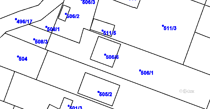 Parcela st. 506/6 v KÚ Slavonín, Katastrální mapa