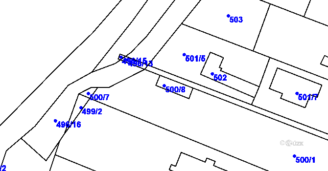 Parcela st. 500/8 v KÚ Slavonín, Katastrální mapa