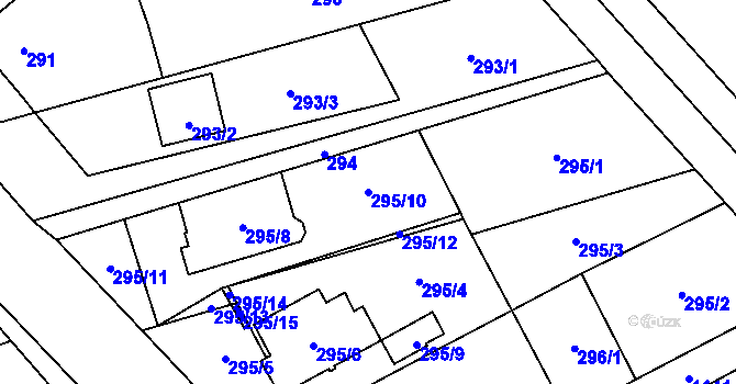 Parcela st. 295/10 v KÚ Slavonín, Katastrální mapa