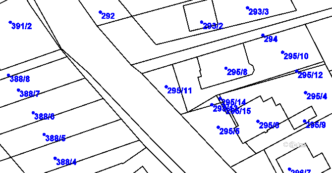 Parcela st. 295/11 v KÚ Slavonín, Katastrální mapa