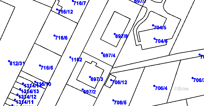 Parcela st. 697/4 v KÚ Slavonín, Katastrální mapa