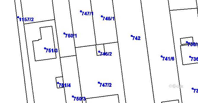 Parcela st. 746/2 v KÚ Slavonín, Katastrální mapa