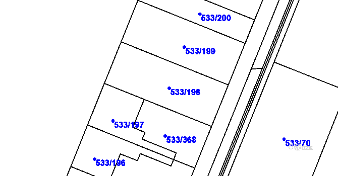 Parcela st. 533/198 v KÚ Slavonín, Katastrální mapa