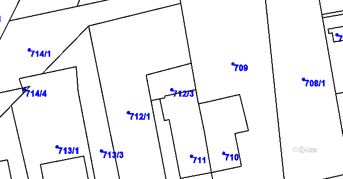 Parcela st. 712/3 v KÚ Slavonín, Katastrální mapa