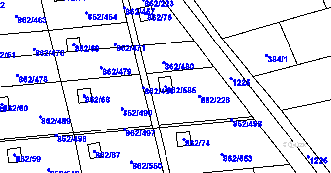 Parcela st. 862/585 v KÚ Slavonín, Katastrální mapa