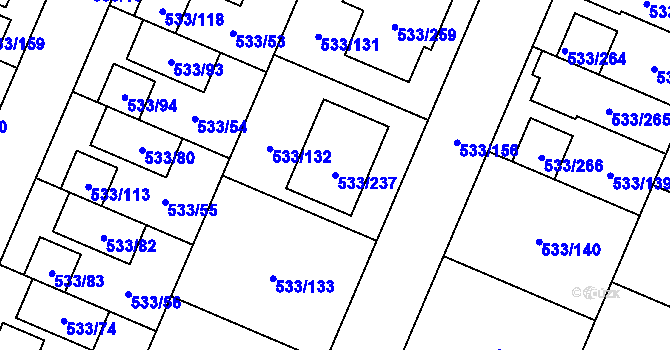 Parcela st. 533/237 v KÚ Slavonín, Katastrální mapa