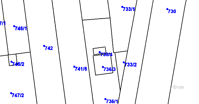 Parcela st. 736/4 v KÚ Slavonín, Katastrální mapa