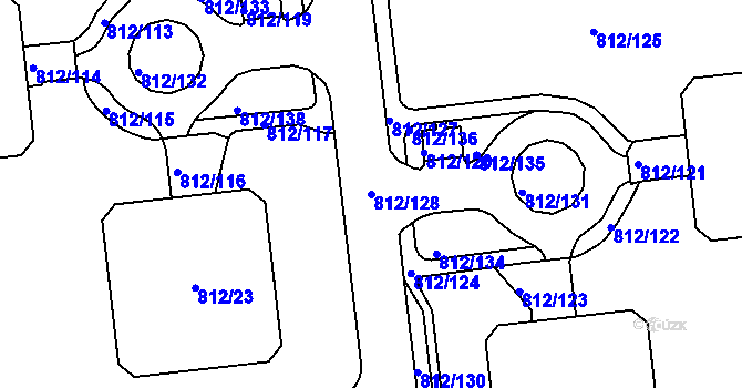 Parcela st. 812/128 v KÚ Slavonín, Katastrální mapa