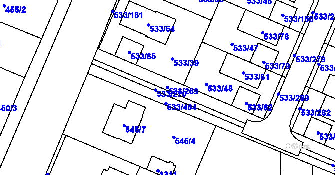 Parcela st. 533/269 v KÚ Slavonín, Katastrální mapa