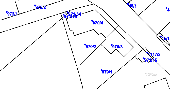Parcela st. 970/2 v KÚ Slavonín, Katastrální mapa