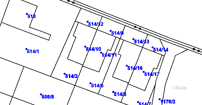 Parcela st. 514/11 v KÚ Slavonín, Katastrální mapa