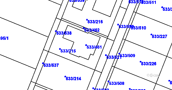 Parcela st. 533/461 v KÚ Slavonín, Katastrální mapa