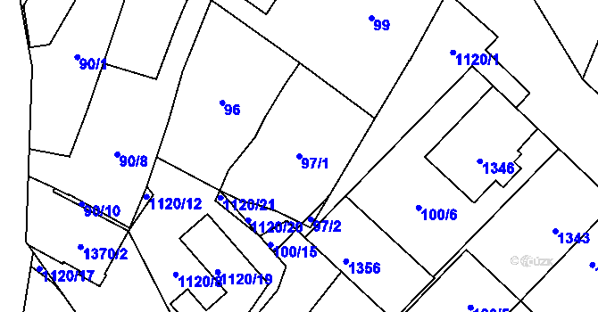 Parcela st. 97/1 v KÚ Slavonín, Katastrální mapa