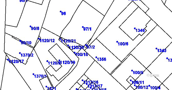 Parcela st. 97/2 v KÚ Slavonín, Katastrální mapa