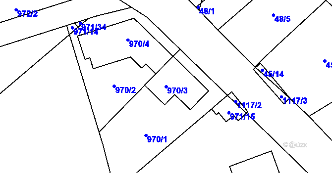Parcela st. 970/3 v KÚ Slavonín, Katastrální mapa