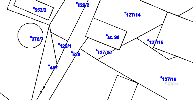Parcela st. 127/13 v KÚ Slavoňov, Katastrální mapa