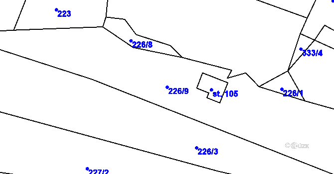 Parcela st. 226/9 v KÚ Slavoňov, Katastrální mapa
