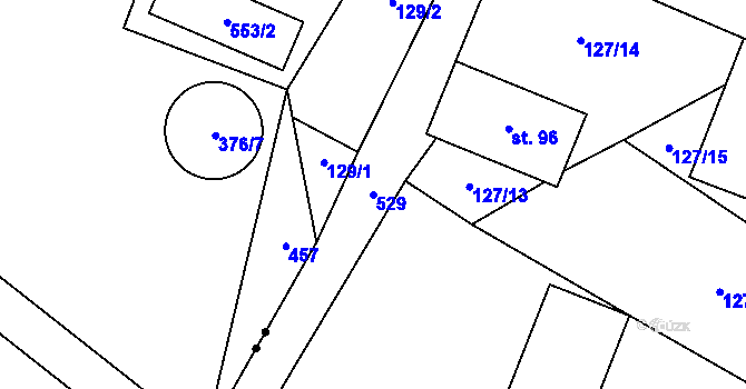 Parcela st. 529 v KÚ Slavoňov, Katastrální mapa