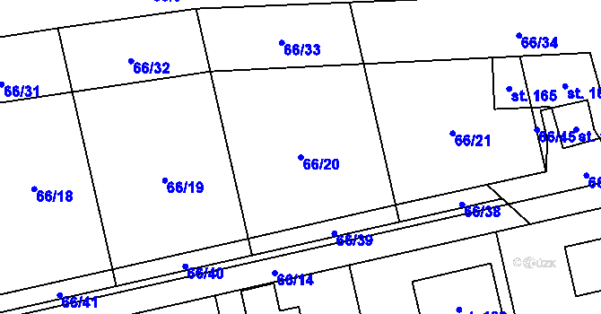 Parcela st. 66/20 v KÚ Slavoňov, Katastrální mapa