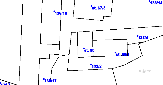 Parcela st. 138/4 v KÚ Hranice u Slavošova, Katastrální mapa