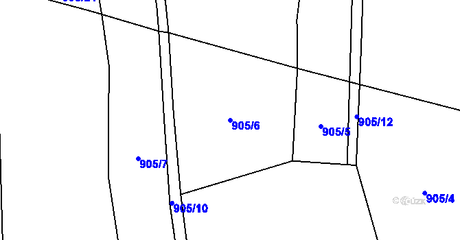 Parcela st. 905/6 v KÚ Hranice u Slavošova, Katastrální mapa
