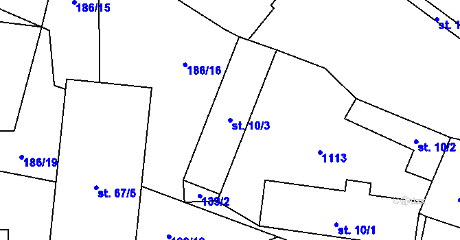 Parcela st. 10/3 v KÚ Hranice u Slavošova, Katastrální mapa