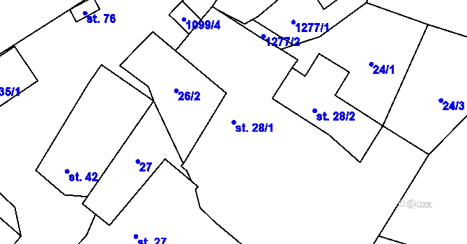 Parcela st. 28/1 v KÚ Slavošov u Zruče nad Sázavou, Katastrální mapa