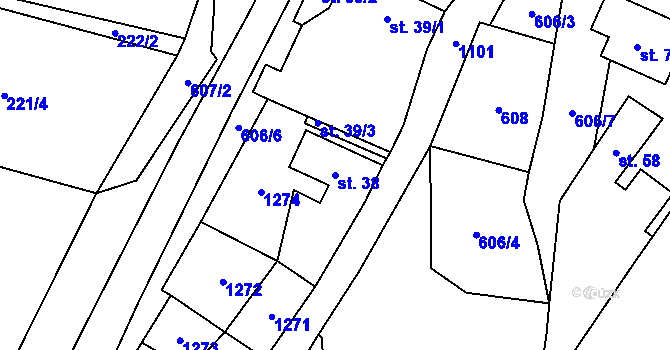 Parcela st. 38 v KÚ Slavošov u Zruče nad Sázavou, Katastrální mapa
