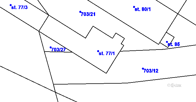 Parcela st. 77/1 v KÚ Slavošov u Zruče nad Sázavou, Katastrální mapa