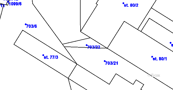 Parcela st. 703/22 v KÚ Slavošov u Zruče nad Sázavou, Katastrální mapa