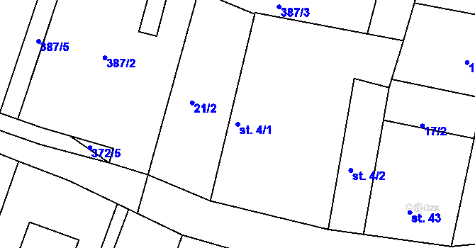 Parcela st. 4/1 v KÚ Slavošovice u Lišova, Katastrální mapa