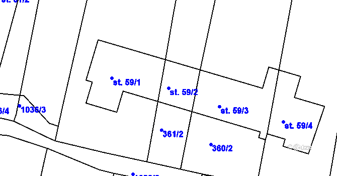 Parcela st. 59/2 v KÚ Slavošovice u Lišova, Katastrální mapa