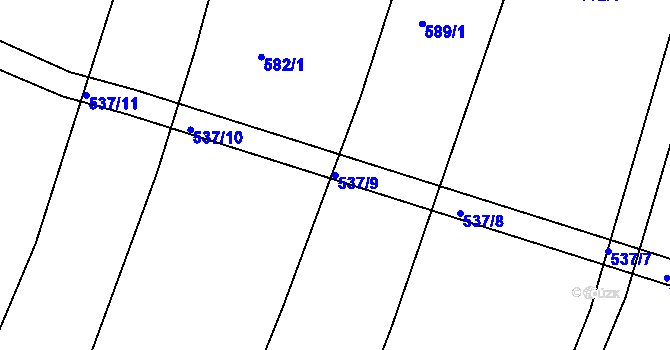 Parcela st. 537/9 v KÚ Slavošovice u Lišova, Katastrální mapa