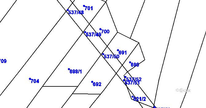 Parcela st. 537/50 v KÚ Slavošovice u Lišova, Katastrální mapa