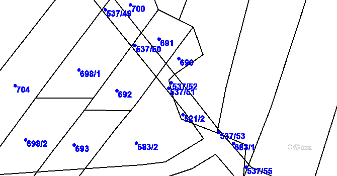 Parcela st. 537/51 v KÚ Slavošovice u Lišova, Katastrální mapa