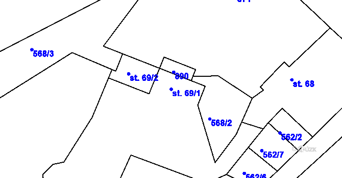 Parcela st. 69/1 v KÚ Lipec u Slepotic, Katastrální mapa