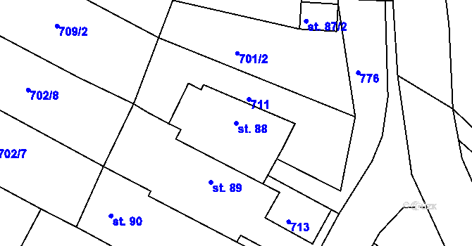 Parcela st. 88 v KÚ Lipec u Slepotic, Katastrální mapa
