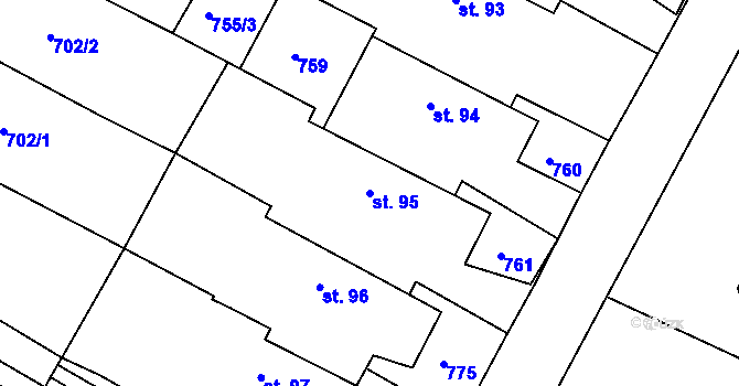 Parcela st. 95 v KÚ Lipec u Slepotic, Katastrální mapa