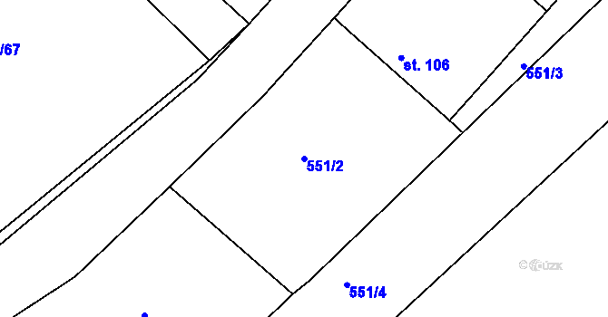 Parcela st. 551/2 v KÚ Lipec u Slepotic, Katastrální mapa