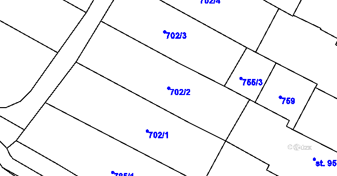Parcela st. 702/2 v KÚ Lipec u Slepotic, Katastrální mapa