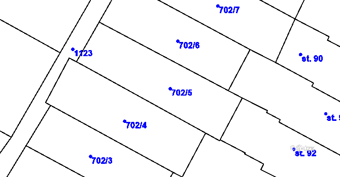 Parcela st. 702/5 v KÚ Lipec u Slepotic, Katastrální mapa