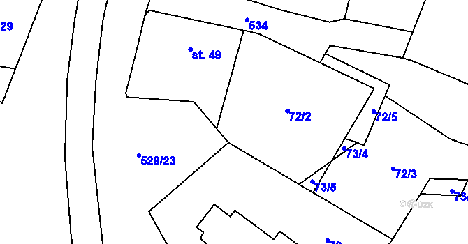 Parcela st. 528/13 v KÚ Slepotice, Katastrální mapa